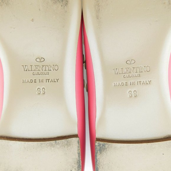 VALENTINO Rockstud Rose Pink Leather Studded Ballerina Flats 39 - Picture 9 of 10